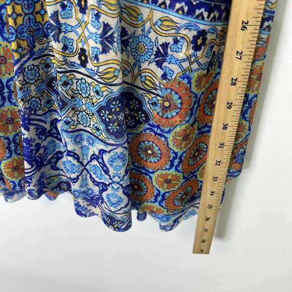 Chicos Midi Skirt Womens Size 2 US Large Blue Patchwork Print Bohemian - Picture 6 of 9